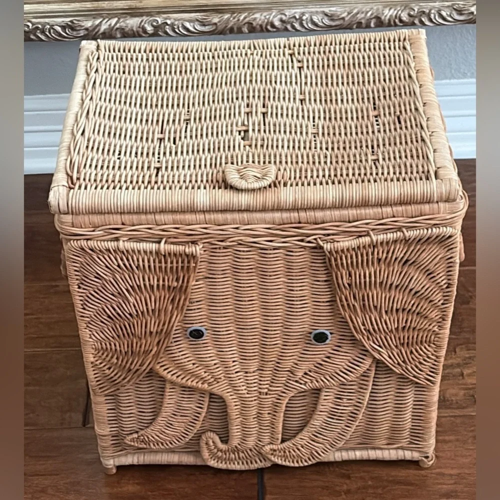 Elephant Wicker Storage Basket